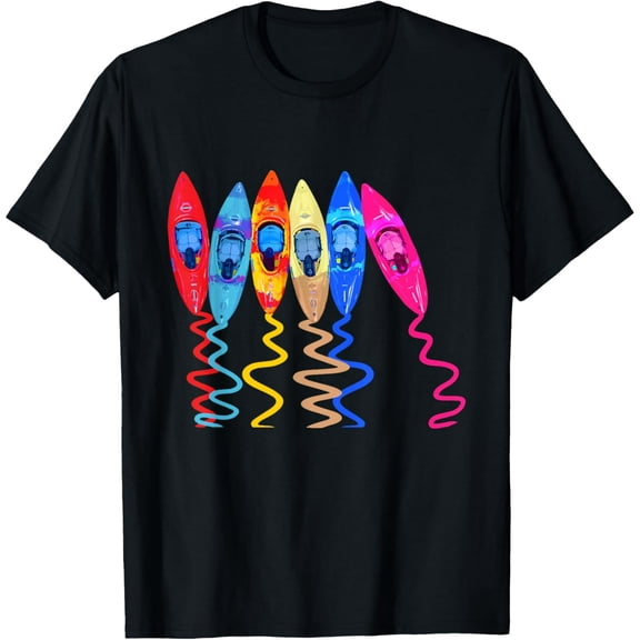 Colorful Kayaking Graphic T-Shirt Outdoor Boating Adventure Print