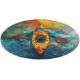 thumbnail image 1 of Colorful Kayaks Glide Across The Lake Washable Round Rug -Circle Area Rugs for Nursery Bedroom, Vintage Non Slip Non Shedding Low Pile Carpet for Living Room Coffee Table Entryway, 1 of 6