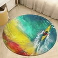 thumbnail image 1 of Colorful Kayaks Glide Across The Lake Washable Round Rug -Circle Area Rugs for Nursery Bedroom, Vintage Non Slip Non Shedding Low Pile Carpet for Living Room Coffee Table Entryway, 1 of 6