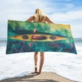 thumbnail image 1 of Colorful Kayaks Glide Across The Lake Oversized -Washed Lightweight Quick Dry Beach Towels - 32"x63", 1 of 7
