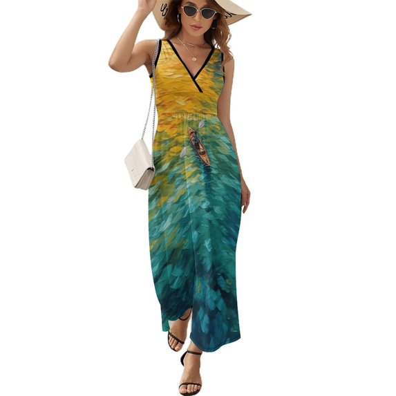 Colorful Kayaks Glide Across The Lake Pattern Design Sleeveless Dress Summer Clothes for Women Women's Clothing 2025