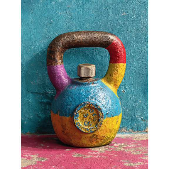 Colorful Kettlebell Fitness Gym Canvas Print, Motivational Workout Ready Hang Sports Gift Wall Decor