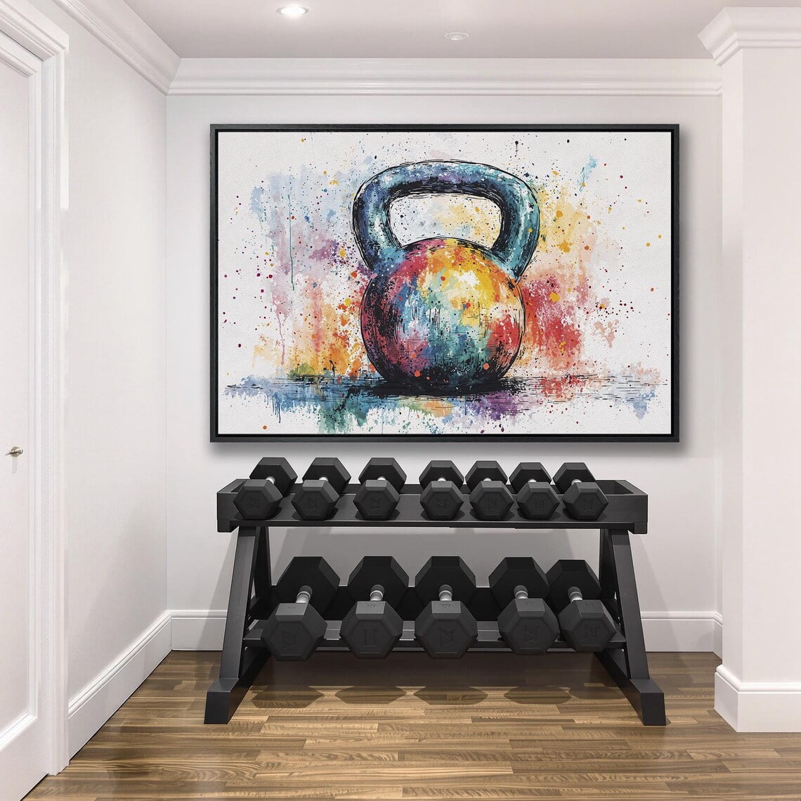 Colorful Kettlebell Wall Art, Abstract Fitness Poster, Vibrant Gym ...
