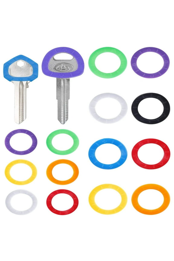 Colorful Key Covers, Key Identifiers Covers, Plastic Key Caps Tags, 24Pcs Plastic Stretchy Keys Identifier Rings, Round Key Caps Covers, Small Regular Flat House Key Covers 0.9 In