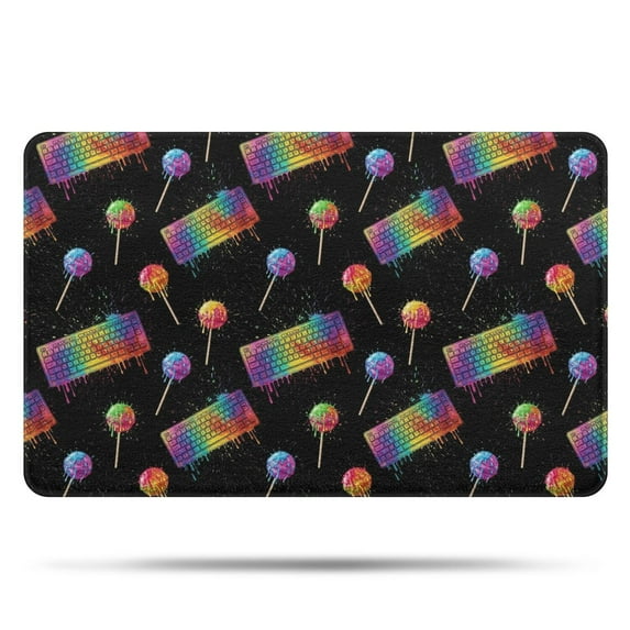 Colorful Keyboards Games Icons Black Pattern Bathroom Rugs Mat,Non Slip Microfiber Bathroom Rug,Rubber Backing,Soft Bathroom Mats for Bathroom Floor,Tub and Shower,20x32in(50x80cm)