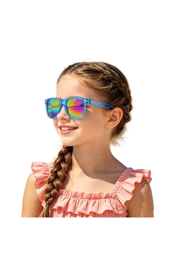Colorful Kid-s Sunglasses Flexible PC & Silicone Frame Sun Glasses UV Protection Eyewear for Outdoor Beach Travel