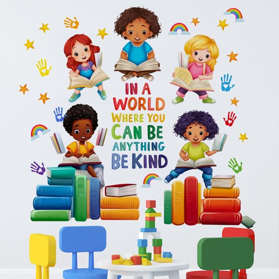 Colorful Kids Equality Wall Decals Inspirational Quotes Book Wall Stickers Positive Saying Lettering Wall Decor for Nursery Reading Room Classroom Playroom Daycare Bedroom