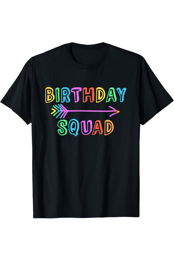 Colorful Kids Mom Dad Crew Matching Siblings Birthday Squad T-Shirt