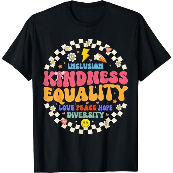 Colorful Kindness and Diversity Graphic T-Shirt for Promoting Love and Inclusion