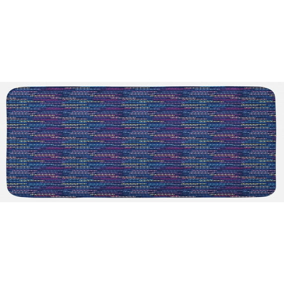 Colorful Kitchen Mat, Geometric Circular Composition on a Dark Toned Background Modern Abstract Art, Plush Decorative Kitchen Mat with Non Slip Backing, 47" X 19", Multicolor, by Ambesonne