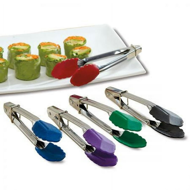 Colorful Kitchen Mini Pickle-Picker Silicone Tongs- Set of 5