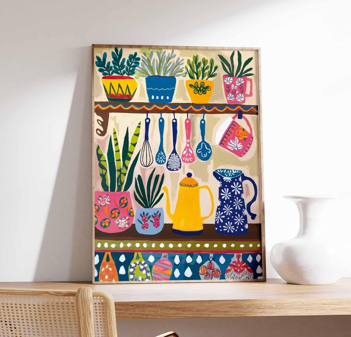 kitchen print - art for kitchen -colourful kitchen... Colorful Kitchen Wall Art, Kitchen Decor, Floral Poster, Boho ...