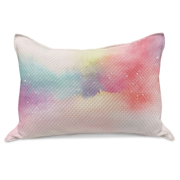 Colorful Knitted Quilt Pillowcover, Abstract Dreamy Fantasy Themed Watercolor Digital Painting Art Romantic Design, Standard King Size Pillow Cover for Bedroom, 30" x 20", Multicolor, by Ambesonne