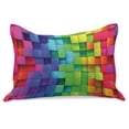 thumbnail image 1 of Colorful Knitted Quilt Pillowcover, Rainbow Colored Contour Display Futuristic Block Brick-Like Geometric Artisan, Standard King Size Pillow Cover for Bedroom, 36" x 20", Multicolor, by Ambesonne, 1 of 1