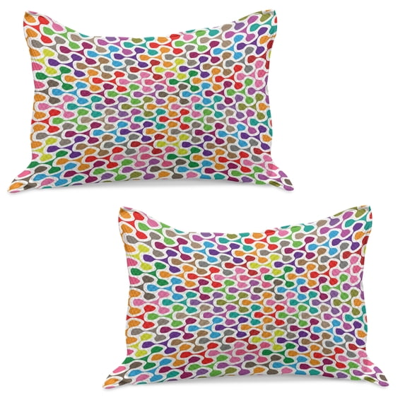Colorful Knitted Quilt Pillowcover Set of 2, Colorful Patterns with Curves Geometry Cheering Creative Ornamental Design, Standard Queen Pillow Sham Bedroom, 30" x 20", Multicolor, by Ambesonne