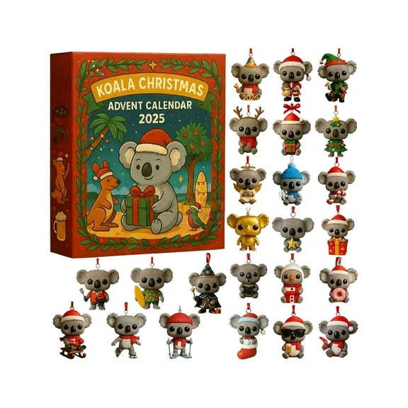 Colorful Koala Christmas Advent Calendar, 24-Day Countdown With Hanging Pendants, Acrylic Ornaments For Tree And Home Holiday Decor