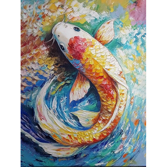 Colorful Koi Fish Canvas Painting Wall ArtSuitable for Living RoomBedroomOfficeDining RoomBathroom Decoration.
