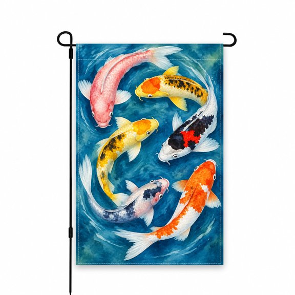 Colorful Koi Fish Garden Flag 12 x 18 inch - Vibrant Outdoor Decor for Patio, Lawn, or Yard - Enhance Your Space with Artistic Water Garden Theme