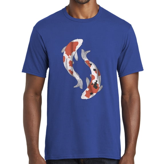Colorful Koi Fish Graphic Design Men's Big Size Fan Favorite Crew Neck Tee Shirt - Athletic Royal 2XL