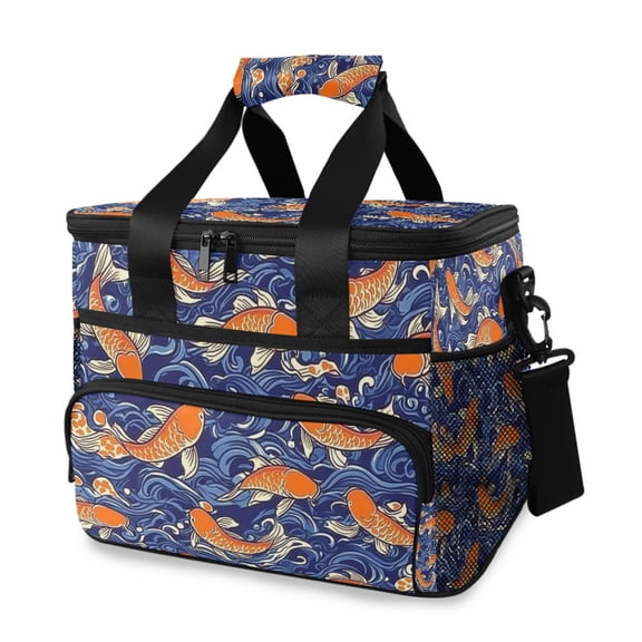 Colorful Koi Fish Insulated Lunch Bag 15L Cooler Box for Women Men Work Camping Beach Travel