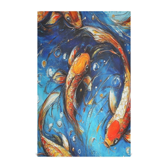 Colorful Koi Fish in Water Decorative Waffle Towel Kitchen Dishcloth 28x18in Multi-Use Tea Towel