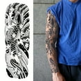 Colorful Koi Leaps Over Traditional Fullarm Floral Temporary Tattoo