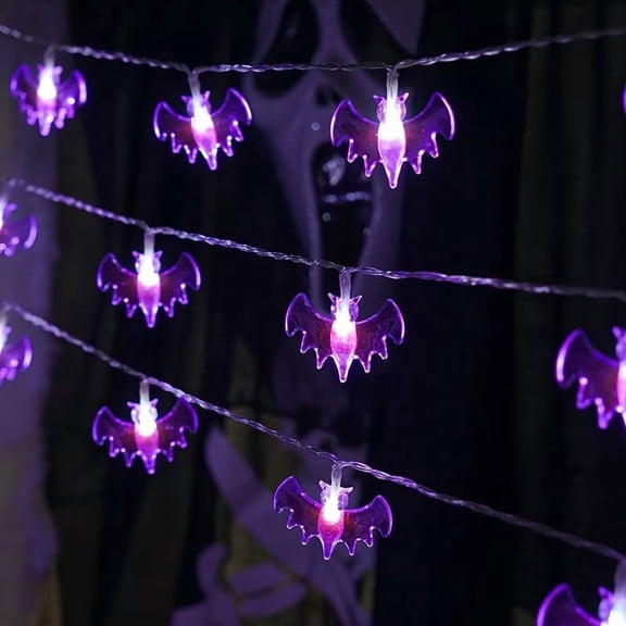 Colorful LED Bat String Lights for Halloween - Spooky Indoor and Outdoor Decorations