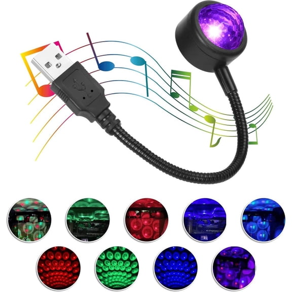 Colorful LED Car Interior Ambient Mood Lighting - 4 Colors - 9 Function Model - Voice Control - USB Lighting - Car Roof Starry Sky Light - Car Accessories