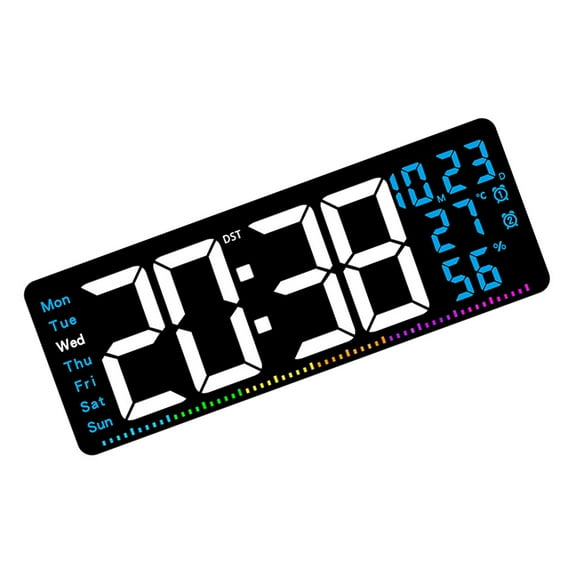 Colorful LED Clock With Multiple Functions Including Time Date And Temperature Display Customizable Brightness