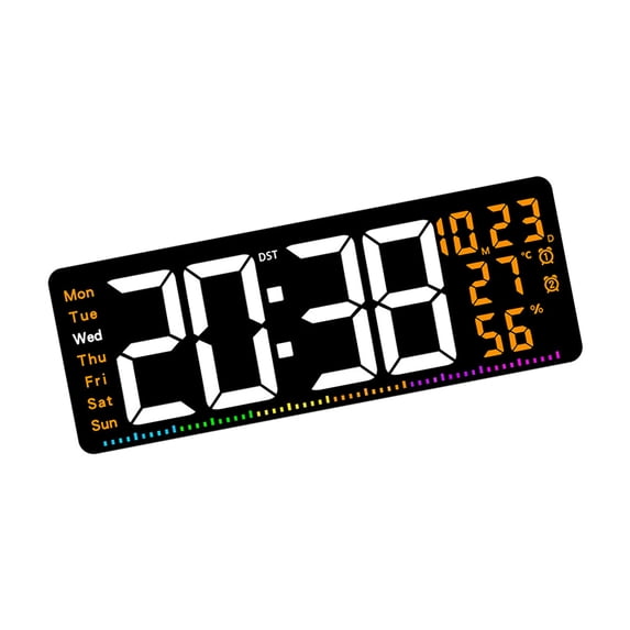 Colorful LED Clock With Multiple Functions Including Time Date And Temperature Display Customizable Brightness