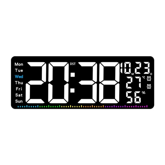Colorful LED Clock With Multiple Functions Including Time Date And Temperature Display Customizable Brightness