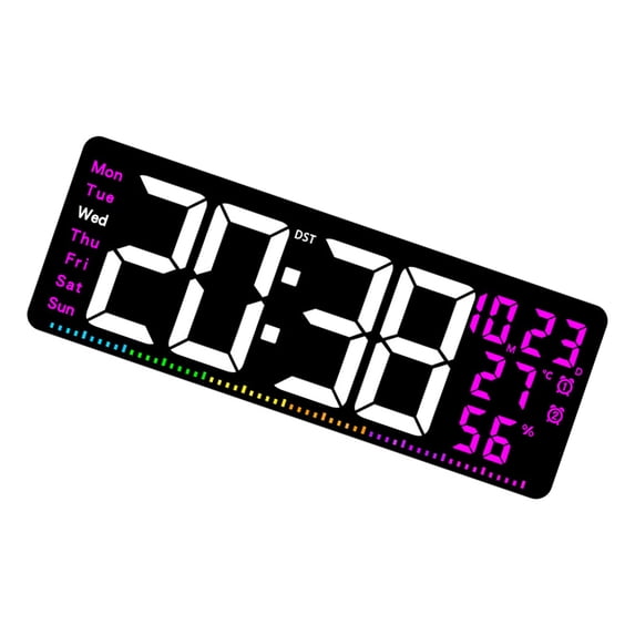 Colorful LED Clock With Multiple Functions Including Time Date And Temperature Display Customizable Brightness