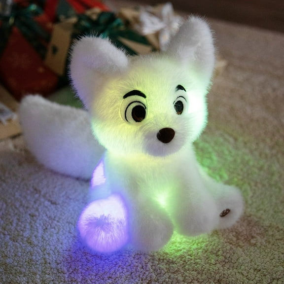 Colorful LED Glowing Small Fox Stuffed Doll Need 1 AA Battery ,8*10 Inch Night Light Animals Plush Toys For Girls 3-6 Years Gift