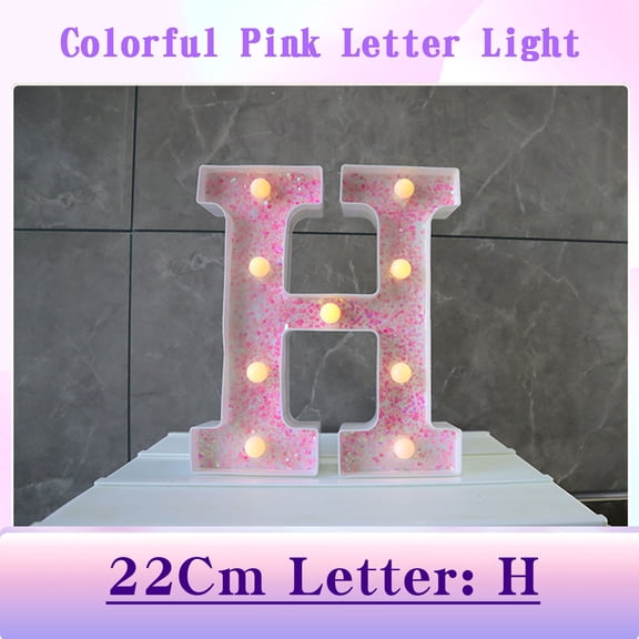 Colorful LED Letter Lights Pink Glitter Letters Light Up Alphabet Letters Sign Battery Powered for Home Party Decoration Night Bar Wedding Birthday Christmas Lamp Girls