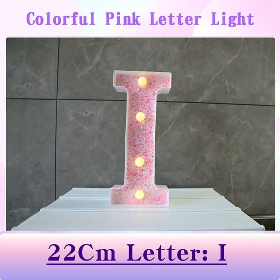 Colorful LED Letter Lights Pink Glitter Letters Light Up Alphabet Letters Sign Battery Powered for Home Party Decoration Night Bar Wedding Birthday Christmas Lamp Girls