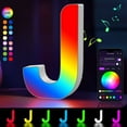 thumbnail image 1 of Cpeelsdo Colorful Light Up Letters, App Controlled LED Alphabet with Music Sync & Color Changing for Boy Girl Birthday Gift Christmas Wedding Bar Wall Decor - J, 1 of 10
