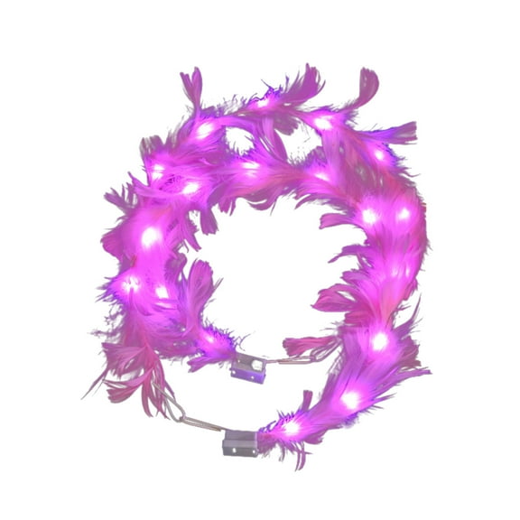 Colorful LED Luminous Feather Headdress Garland | Angel Feather String Lights | Battery-Powered LED, Bendable Wire Frame, Soft Glow Effect, Light Units, Perfect for Wedding Birthday Parties(Pink)