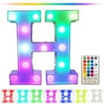 thumbnail image 1 of Colorful LED Marquee Letter Light with Remote Control, Multicolor Party Bar Alphabet Sign, Home Decoration Light Up Letter, PVC Letter with 16 Colors and 4 Modes for Bedroom, 1 of 8