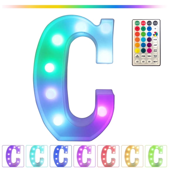 Colorful LED Marquee Letter Lights with Remote, 16 Color Changing Battery/USB Powered Letter Lights for Home Party Bar Wall Decor