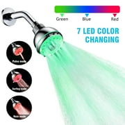 Colorful LED Shower Head, RGB Automatic Changing Light Waterfall Shower Head With High-Pressure, perfect for home bathroom, bath, shower, Silver