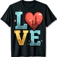 thumbnail image 1 of Colorful LOVE Graphic T-Shirt with Heart & City Design Black Tee, 1 of 5