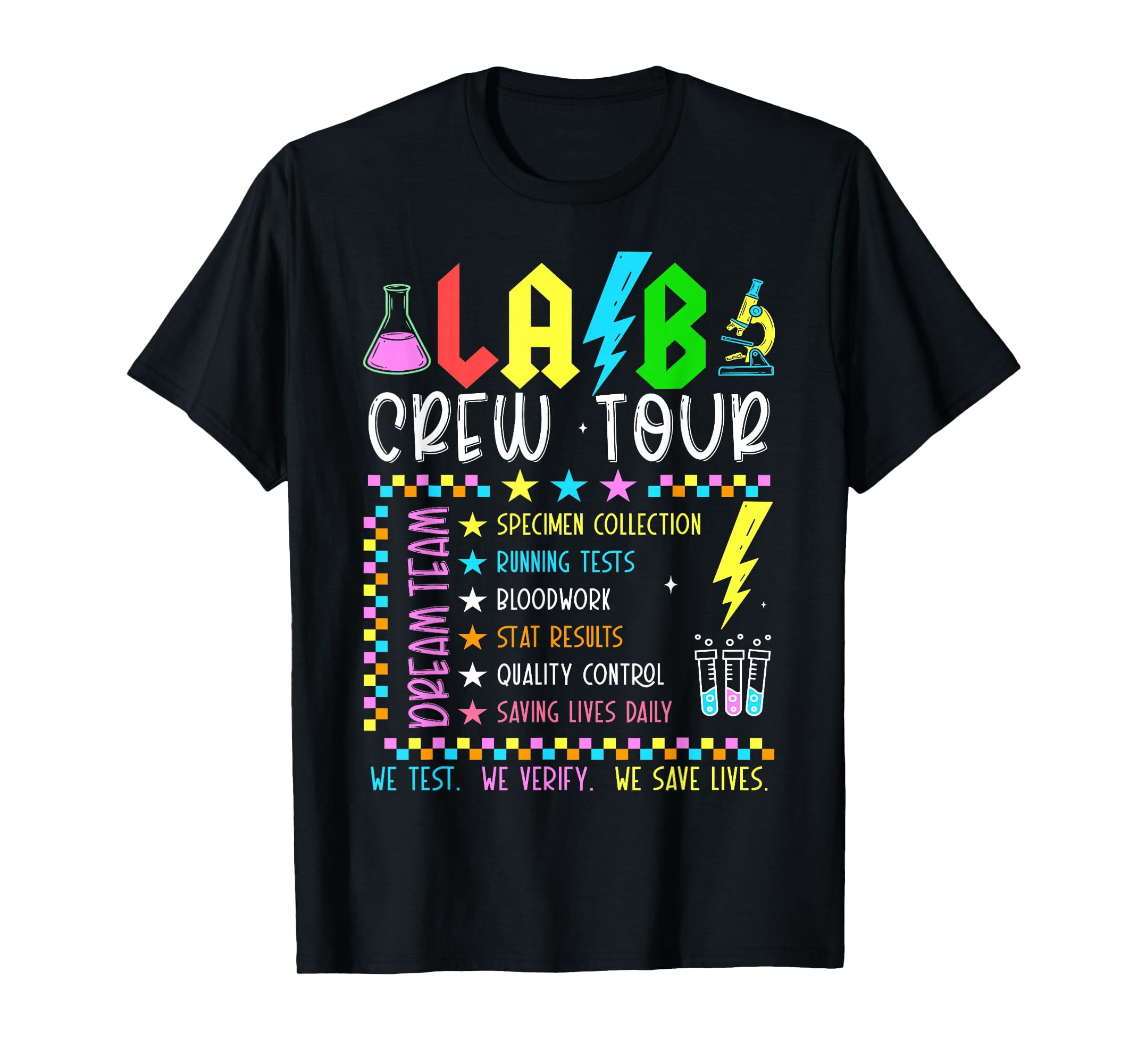 Colorful Lab Tech Graphic T-Shirt for Medical Laboratory Professionals ...