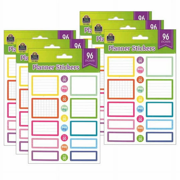 Colorful Labels Planner Stickers, 96 Per Pack, 6 Packs