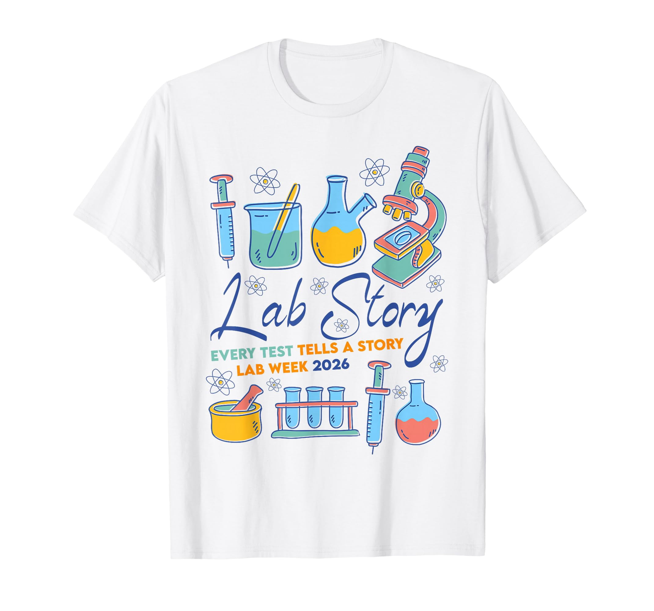 Colorful Laboratory Equipment Graphic T-Shirt for Medical Laboratory ...