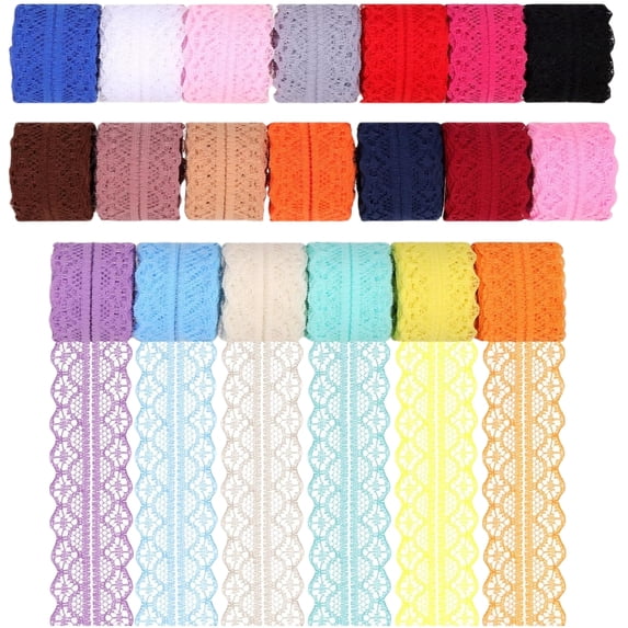 Colorful Lace Trim 4 Rolls in Total 43.7 Yard Crochet Lace Ribbon for Sewing Crafts Bouquet Gift Wrapping,3cm×10 M Each Fabric Bilateral Lace Ribbon,Vintage Lacing Trim Ribbons, Crafting Lacing,White