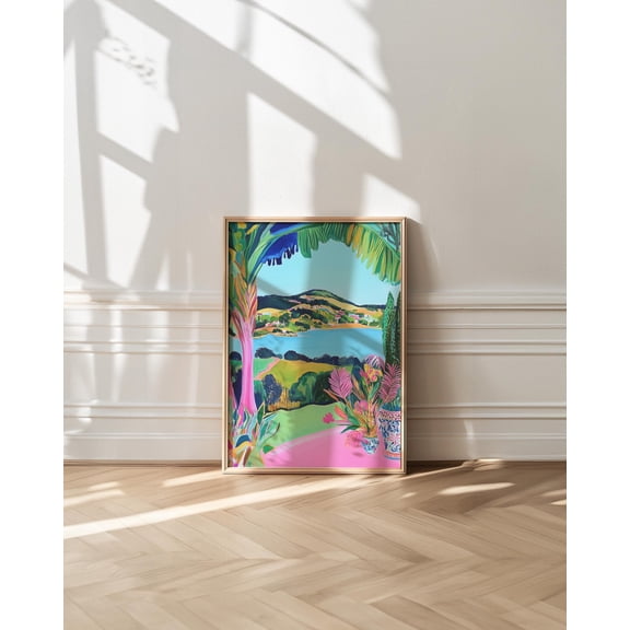 Colorful Lake Landscape Grandmillennial Apartment Poster Unframed Paper Print