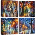 thumbnail image 1 of Colorful Landscape Canvas Wall Art Abstract Texture Rainbow Trees with Umbrella Walking Couple Oil Painting Prints Pictures Artwork for Living Room Bedroom Office Home Decoration 16x16" 4 Pieces, 1 of 6