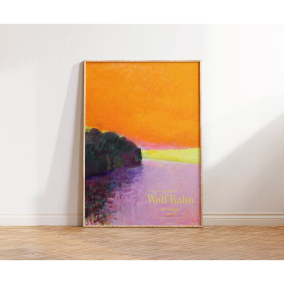 Colorful Landscape Hot Summer Orange Lake Landscape Wall Decor Unframed Paper Print