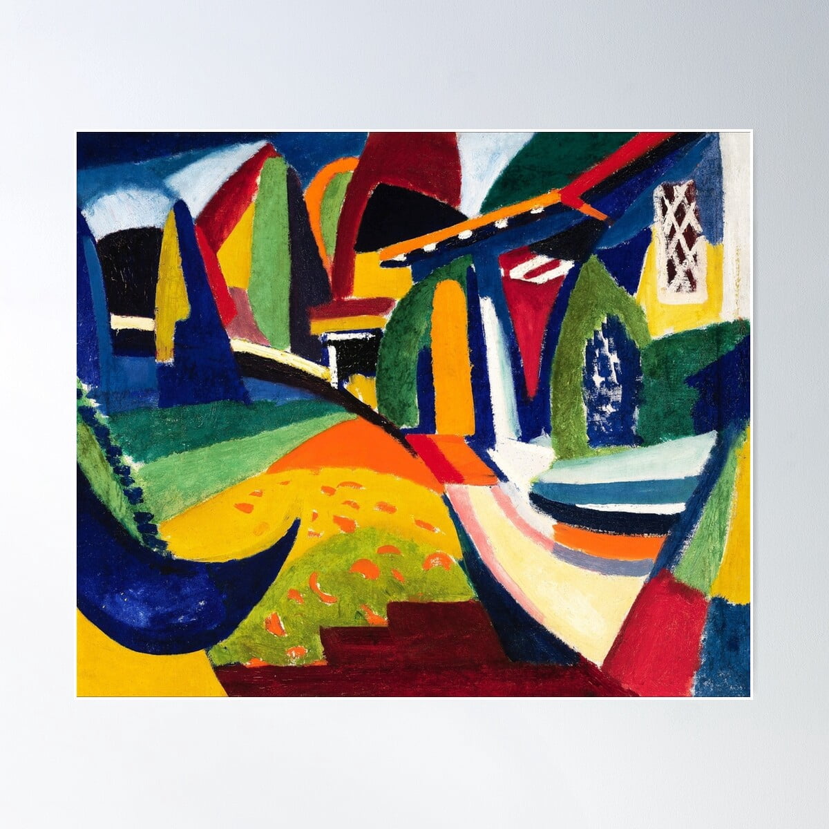 Colorful Landscape In Abstract Form Poster Wall Art, Modern Wall Decor ... - Abstract Patterned Wall Decor For Outdoor Spaces Modern
