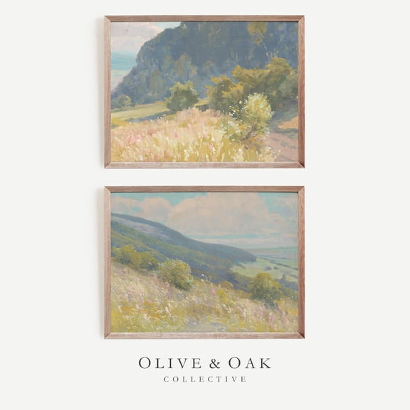 Colorful Landscape, Spring Prints, Vintage Decor Print Set 2 Unframed Paper Print 20x30